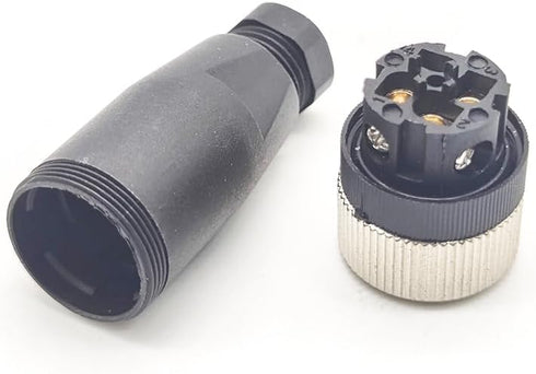 M12 Field Wireable Connector 4 Pin Straight Cable Mount Aviation Plug Waterproof IP67 Industrial Circular Sensor Connector (Female, D Code)...