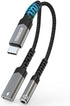 USB C to 3.5mm Headphone and Charger Adapter, with PD 60W Fast Charging, 2 in 1 Type C to Aux Audio Jack...
