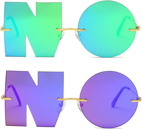 ENTHYI Letter NO Party Rimless Irregular Design Sunglasses For Men/Women UV400 Streetwear Eyewears...