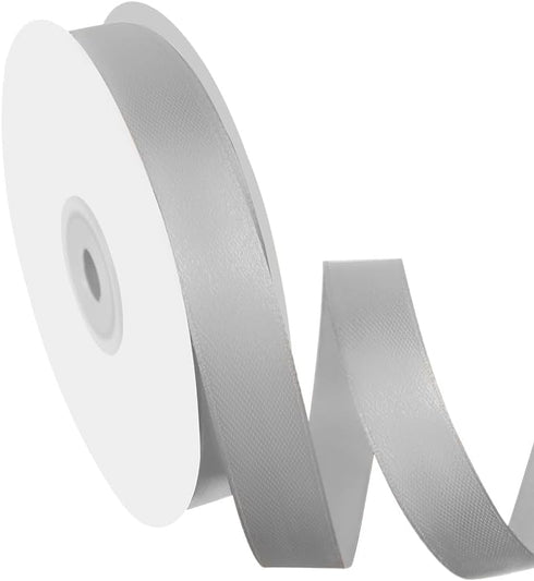5/8" Width x 50 Yards Satin Fabric Ribbon, Silver Ribbon Perfect for DIY Bows, Swags, Gift Wrapping, Craft, Flower Bouquet?Christmas and Party Dec...