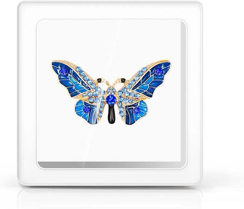 Crystal Butterfly Brooch | Enamel Lapel Pin for women | butterfly display case | Stunning Insect Ornament...