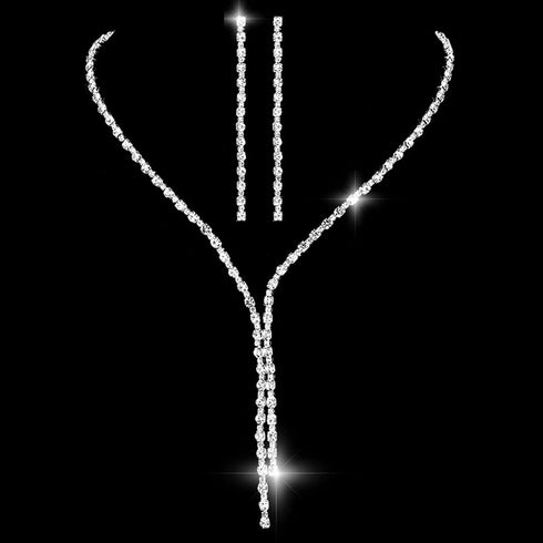 Unicra Bride Necklace Earrings Set Rhinestone Bridal Wedding Jewelry Sets Silver Prom Costume Choker Necklaces for Women and Girls...