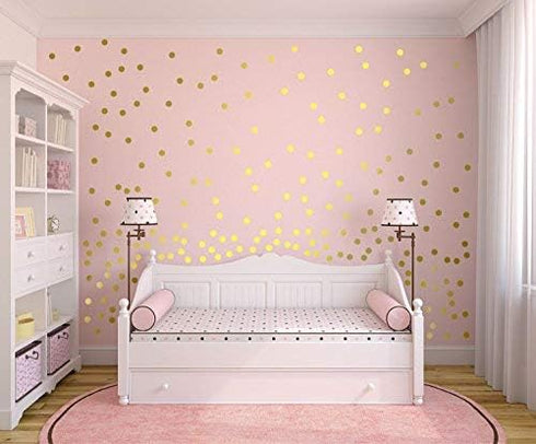 80pcs Gold Polka Dot Wall Decals – Removable Vinyl Stickers for Kids Nursery, Baby Room, Toddler Bedroom – Safe Adhesive Circle Decorations – Easy...