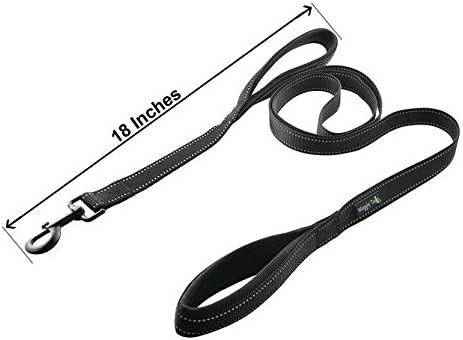 Wagtime Club Soft &Thick Dual Handle 6FT Dog Leash, Premium Nylon Double Padded Handles for Medium, Large or XLarge Dog (Reflective Black)...