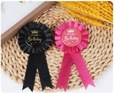 It's My Birthday Ribbon, Satin Fabric Happy Birthday Birthday Queen King Ribbon Tinplate Badge Pin for Girls, Boys, Award Rose Badge Brooch Party ...