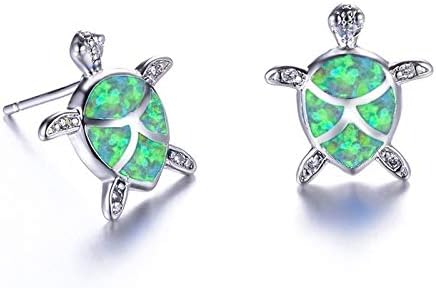 4 Pairs Cute Rhinestone Turtle Stud Earrings...