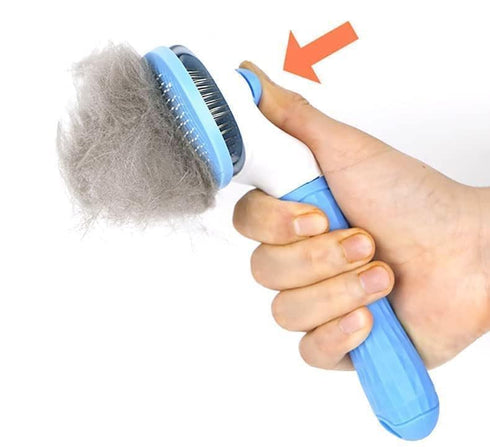 Dog Brush Cat Brush Grooming Comb,Self Cleaning Cat Dog Slicker Brushes with Smooth handle,Pet Grooming Tool with Cleaning Button for Cat Dog Shed...