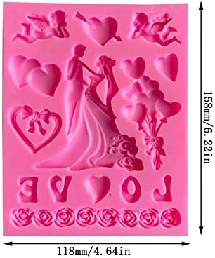 Bride and Groom Tuxedo Wedding Dress Set Silicone Molds for DIY Wedding Party Cake Fondant Biscuit Cookies Soap Sugar Pudding Chocolate Hard Candi...
