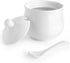 Ceramic Sugar Bowl with Lid and Spoon, Porcelain Salt Storage Jar, White Seasoning Container for Home and Kitchen, 7 Ounces (White)...