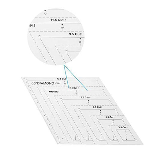 ERIOKK 5Pcs Creative Grids Quilting Templates Set,Drafting Triangles 45 60 Degree Rhombus Longarm Square Sewing Rulers Free Motion Fabric Ruler Ra...