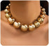 Dainty Big Ball Beaded Choker Necklace Boho Chunky Bib Chain Necklace Hip Hop Punk Statement Heavy Necklace Accessories for Women Girls...