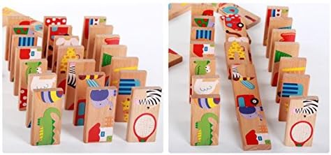 28 Pcs of Educational Wooden Toy Domino Animal Puzzles Kids Game Gift...