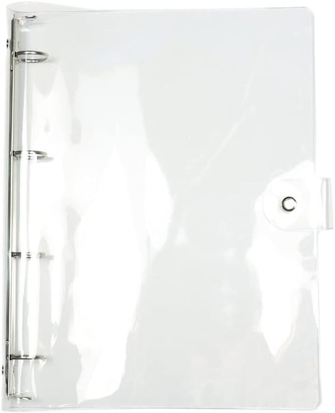 A4 Clear Soft PVC Round Ring Binders Dia 25mm 4-Ring Binder Cover with Snap Button Closure for Loose Leaf Journal Planner Albums DIY (A4-4 Holes(2...