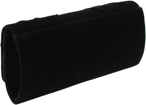 Elegant Rhinestone Bow Front Velvet Clutch Evening Bag Handbag...