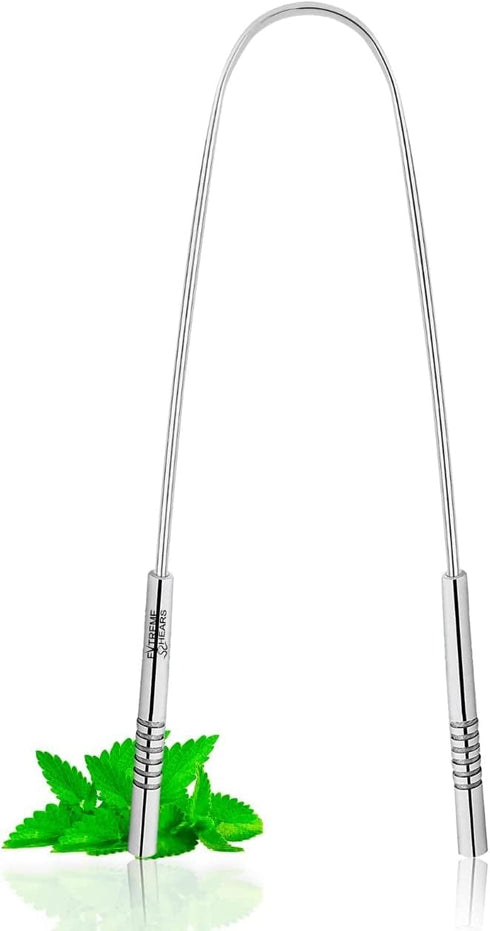 ExtremeShears Tongue Scraper Professional Tongue Cleaner Tongue Cleaner Reusable Stainless Steel Tongue Scrapers with Dual Carved Handle No Slip G...
