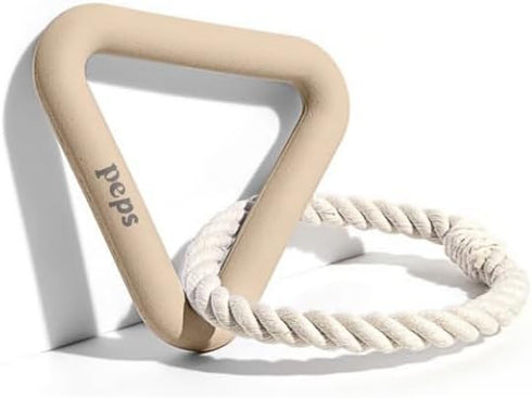 Peps Pet Toy Natural Rubber Triangle w/Cotton Rope (Tan, Small)...