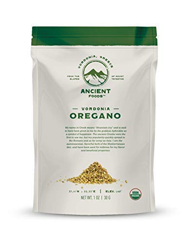 Ancient Foods Organic Oregano – Organic Greek Oregano from Vordonia, Dried Oregano Leaves for Cooking and Seasoning (30g)...
