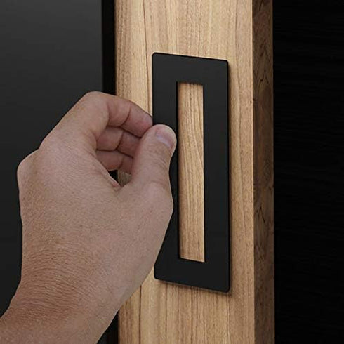 HRX STQ Sliding Aluminium Barn Door Handle, Self-Adhesive Edge for Pocket Closet Doors - Screwlesss, Peel and Stick, Complete Kit - 2 Pack - Black...