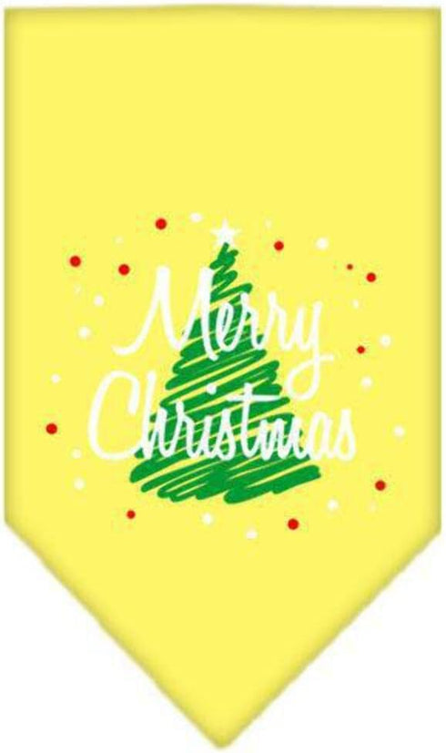 Mirage Pet Products Scribble Merry Christmas Screen Print Bandana for Pets, Small, Yellow...