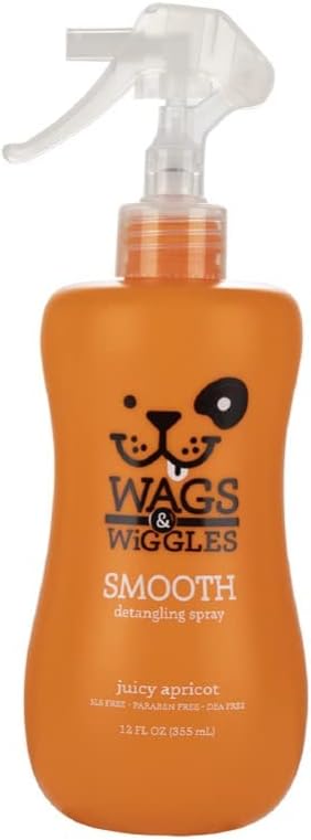 Wags & Wiggles Smooth Detangling Spray in Juicy Apricot | Dog Grooming Detangler Spray to Eliminate Knots, Mats, and Tangles | Dog Freshening Spra...