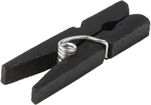 Restaurantware 1.2 Inch Black Clothespins, 50 Mini Clothespins - Disposable, Sturdy, Black Bamboo Wooden Clips, Food Grade, for Appetizers, Garnis...