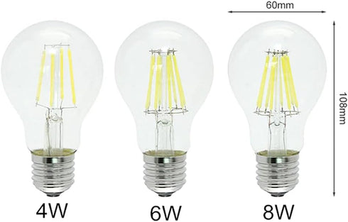 A19 4W Dimmable LED Edison Bulbs A60 E26/E27 Base LED Filament Bulbs for Bathroom Kitchen Living Room,4 Watts(40W Equivalent),Daylight White 6500K...