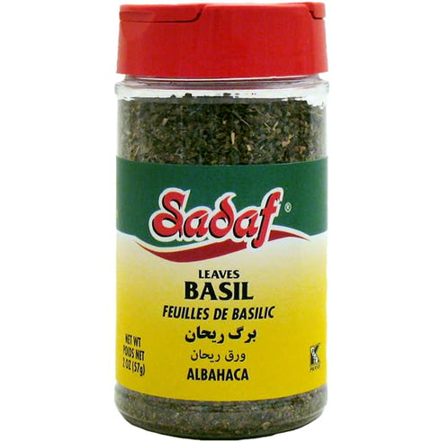 Sadaf Basil Leaves - Dried Basil Leaves for Cooking and Food Seasoning - Flavorful Herb - Mediterranean Cuisine Spice - Kosher - 2 Oz Bottle with ...