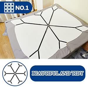 TGOOD Gift for Mum!Sheet Fasteners keepers-Adjustable Elastic Bed Sheet Holder Straps for Full,Queen,King Twin Bed,6 Way Cross Sheet Clips Suspend...