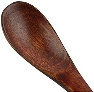 2PCS Brown Length 7.5inch Wood Coffee Tea Spoon Scoops Mixing Stirrers with Long Handle and Black Cable Tie Soup Spoons Natural Wood Rice Serving ...