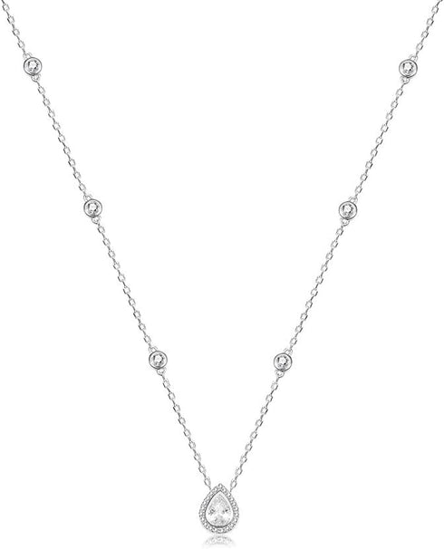 Sterling Silver Waterdrop Pear Shape Pendant Droplet Necklace...