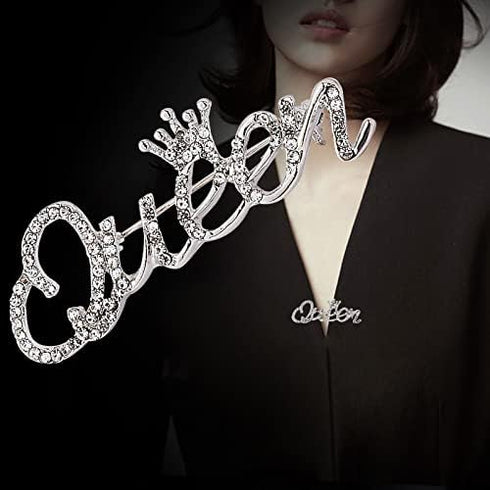 COLORFULBLING Queen Crown Brooch Pins for Women Girls Party Fashion Feminist Rhinestone Crystal Lapel Pin Accessories...