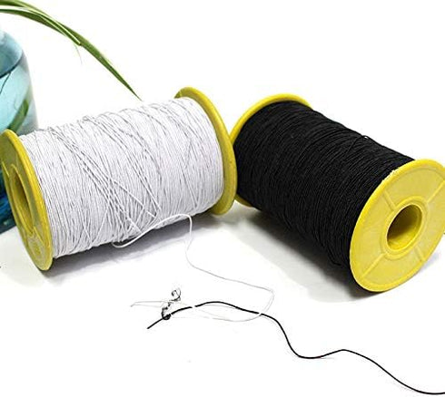 Milcraft (2 Rolls) White AND Black Elastic Thread 547 Yard Package 0.5mm Thickness...