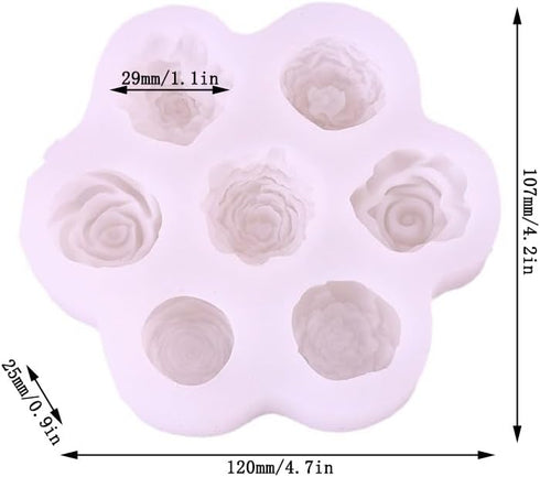 7-chamber rose/flower shape silicone Molds for DIY Cake Fondant Biscuit Cookies Sugar Pudding Chocolate Hard Candies Dessert Sugar Cupcake Decor...