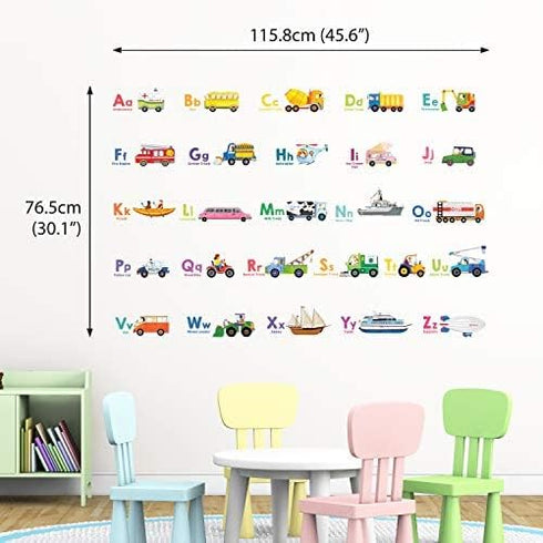 DECOWALL DS8-2005N Transport Alphabet Kids Wall Stickers Wall Decals Peel and Stick Removable Wall Stickers for Kids Nursery Bedroom Living Room...