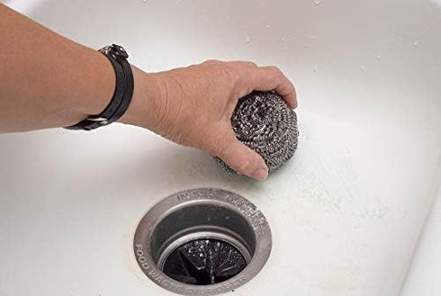 Stainless Steel Sponges Scourer Set with Handle 40 gram - Pack of 12 - Large Stainless Steel Scrubbers - Metal Scouring Pads - Kitchen Cleaning To...
