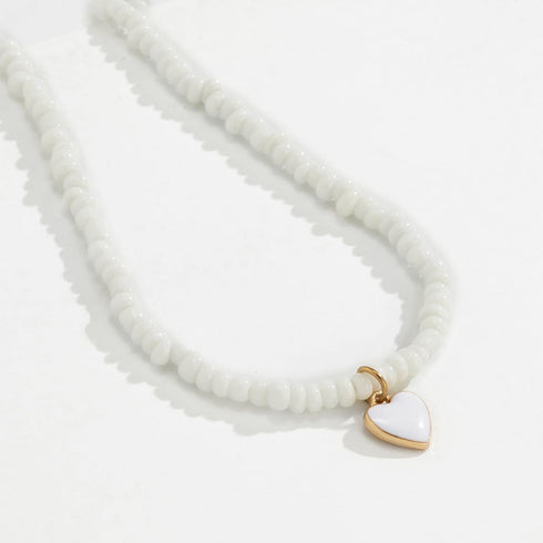 Pingyongchang Beads Heart Chokers Necklace for Women Cute Sweet Candy Color Love Heart Pendants Beaded Necklace Summer Beach Colorful Beaded Penda...