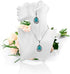 Harlorki Retro Vintage Bohemia Style Alloy Metal Chain Turquoise Pendent Necklace Hook Earrings Fashion Jewelry Set for Women Lady...