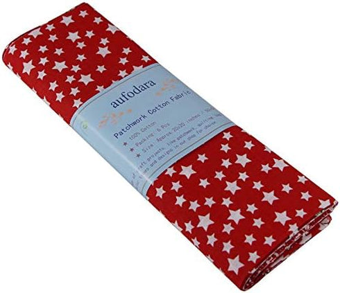 UOOOM 6pcs 50 x 50cm Patchwork Cotton Fabric DIY Handmade Sewing Quilting Fabric Different Designs (Tone-Red)...