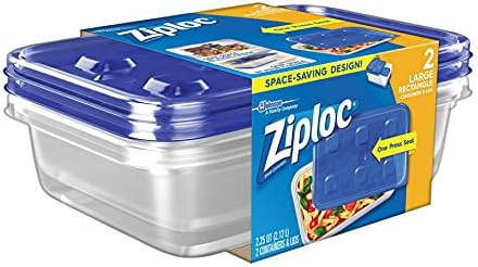 Ziploc Large Rectangle 9 Cup Containers with Lids, 2 Count...