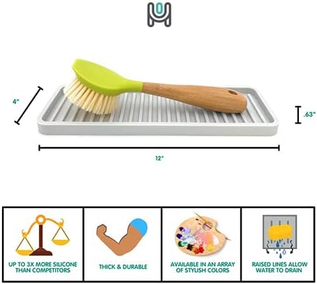 Happitasa Silicone Kitchen Sink Organizer Tray, Sponge Holder and Countertop Protector | Bathroom and Kitchen Soap Dish and Dispenser Tray (White,...
