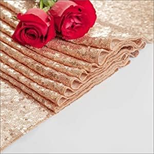 Rose Gold Glitter Sequin Table Runner 12x72 inch for Sparkling Your Party Home Table Docorations Happy Birthday Wedding Bridal Shower Baby Shower...