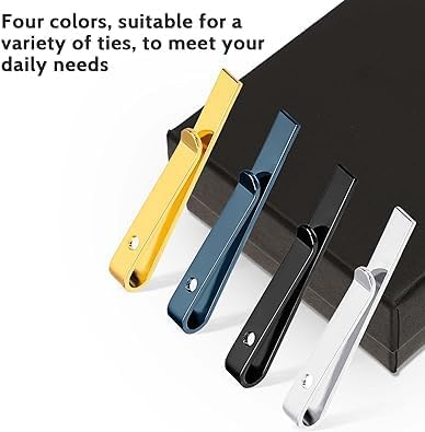 2 Pcs Tie Clips, Tie Clips for Men,Classic Black/Silver Tie Bar Set with Gift Box, Tie Pin Set for Business Wedding Anniversary and Daily Life...
