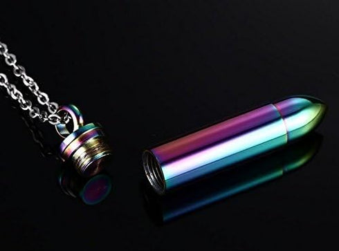 Lot of 3 Stainless Steel Memorial Cremation Ash Urn Vial Tube Bullet Pendant Keepsake Necklaces, 3 Colors Included...