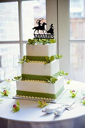 Mr & Mrs Wedding Cake Topper, Farmer Southern Style Wedding Cake Topper, Rustic Horse Wedding Cake Topper, Black Silhouette Cake Topper?Horse?...