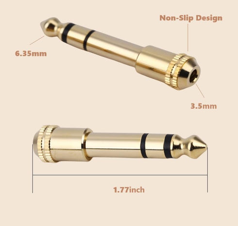 S-6 ?2PACK? Gold Plated 6.35mm (1/4 inch) Male to 3.5mm (1/8 inch) Female Stereo Audio Jack Adapter for Aux Cable, Guitar Amplifier, Headphone, Di...