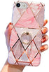 Qokey Compatible with iPhone SE Case 2022/2020,for iPhone 7/8 Cases 4.7" Marble Cute Design for Women Girls 360 Degree Rotating Ring Kickstand Sof...