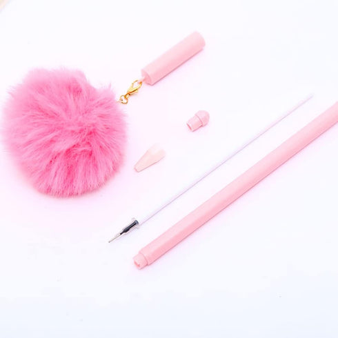 12Pcs/Bulk Funny Cute Pens Kawaii Plush Ball Pom Top Pendant Cool Novelty Gel Pen, Aesthetic Stationery Rollerball Back to School Office Journalin...