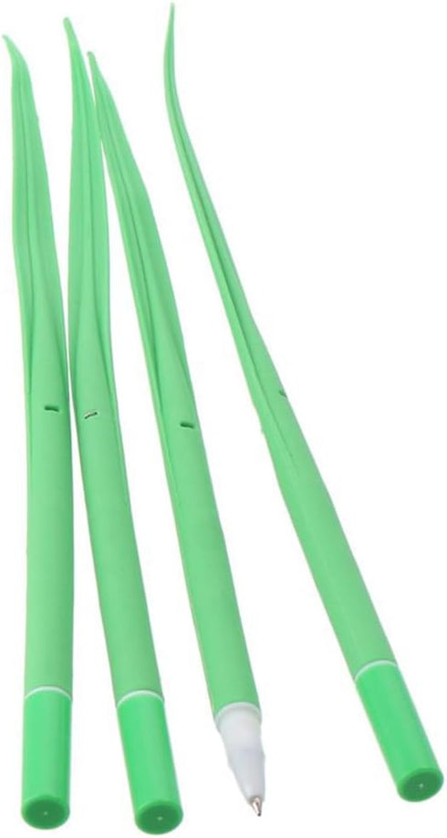 25 Pcs Ballpoint Pens,Green Leaf Like Grass Neutral Pens With Cover Easy Flow Black Ink...