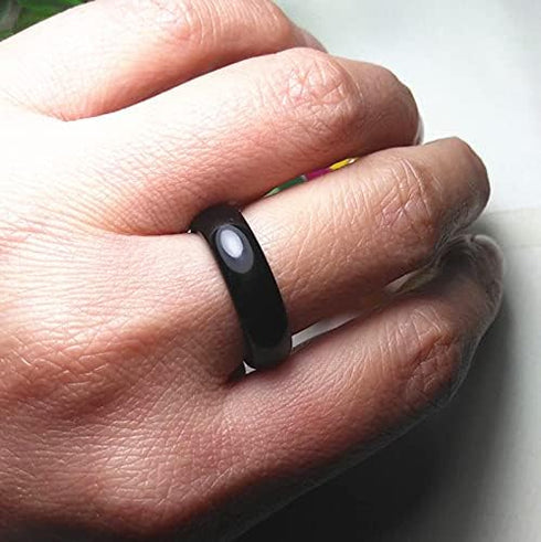INENIMARTJ Carnelian Crystal Rings Natural Carnelian Band Ring for Women Colorful Agate Rings Carnelian Smooth Round Donut Ring?Size?7-8#?...