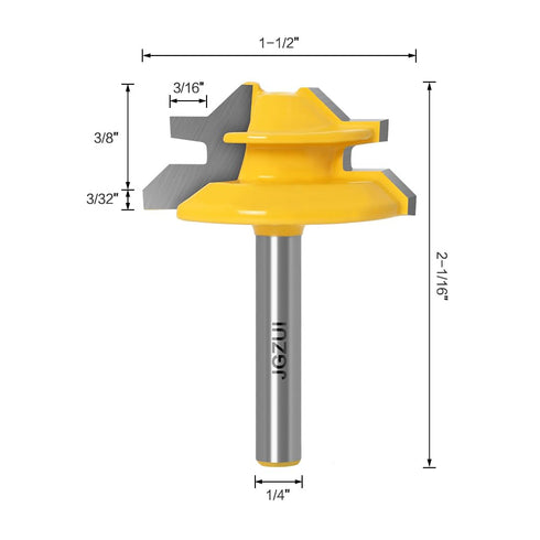 45 Degree Lock Miter Router Bit 1/4 Inch Shank.Woodworking Tools Joint Router Bits?Wood Milling Cutter Glue Joint Tools Set (1/4inch Shank, 1-1/2"...